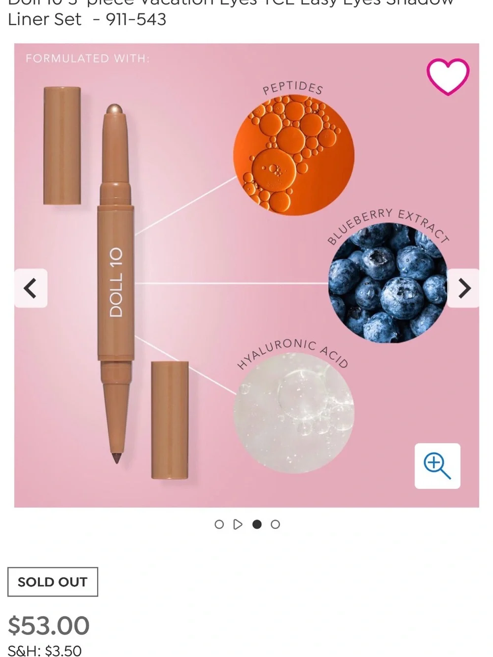 Doll 10 3 piece Vacation Eyes- TCE eyeshadows and liner/dual headed